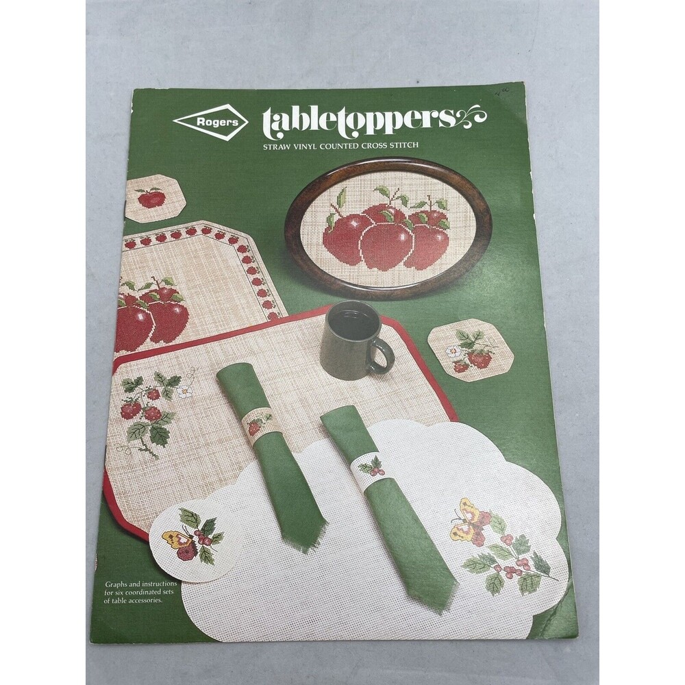 Tabletoppers Fruit Straw Vinyl Cross Stitch Pattern Book Vintage 1984 02-116